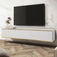 Minsk Floating TV Stand with 3 Doors - White