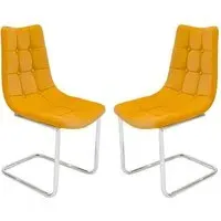 Mintaka Cantilever Dining Chairs - Mustard Yellow, Faux Leather