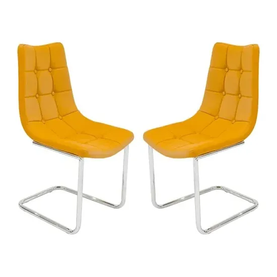 Mintaka Cantilever Dining Chairs - Mustard Yellow, Faux Leather image