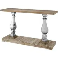 Mintaka Console Table with Silver Legs - Natural, Pine Wood