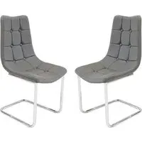 Mintaka Dining Chairs Pair - Grey, Faux Leather