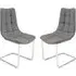 Mintaka Dining Chairs Pair - Grey, Faux Leather
