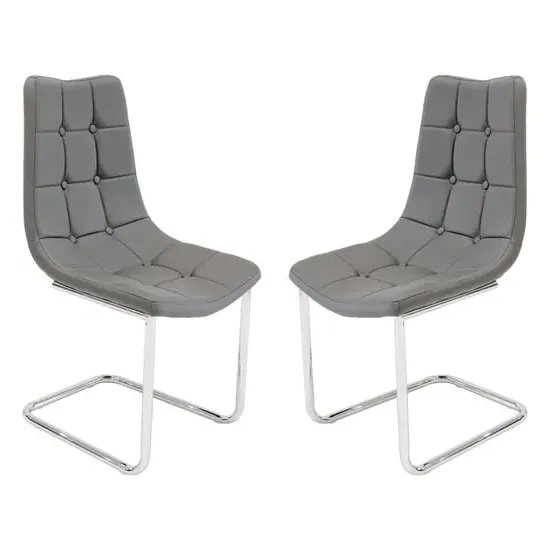 Mintaka Dining Chairs Pair - Grey, Faux Leather image