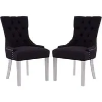 Mintaka Dining Chairs with Chrome Legs - Black, Velvet