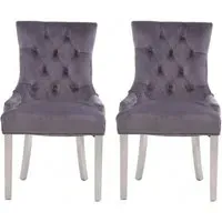 Mintaka Dining Chairs with Chrome Legs - Grey, Velvet
