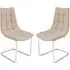 Mintaka Dining Chairs with Quilted Design - Beige, Faux Leather
