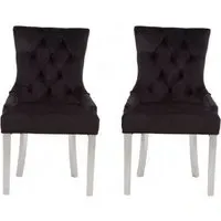 Mintaka Dining Chairs with Sledge Legs - Black, Velvet