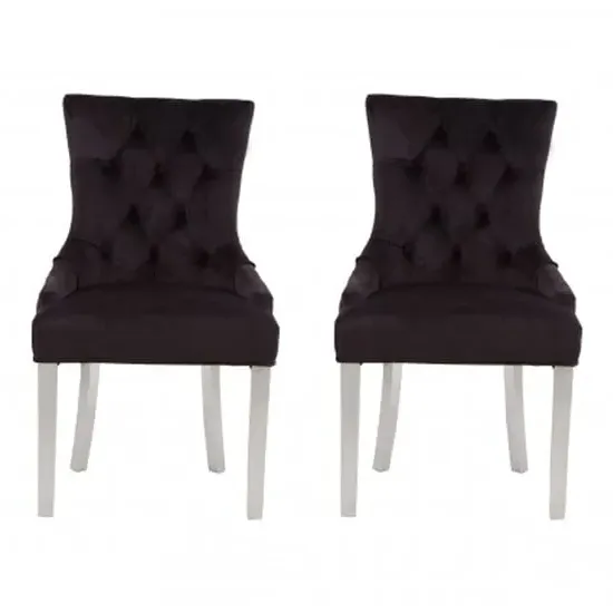 Mintaka Dining Chairs with Sledge Legs - Black, Velvet