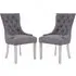 Mintaka Dining Chairs with Sledge Legs - Grey, Velvet