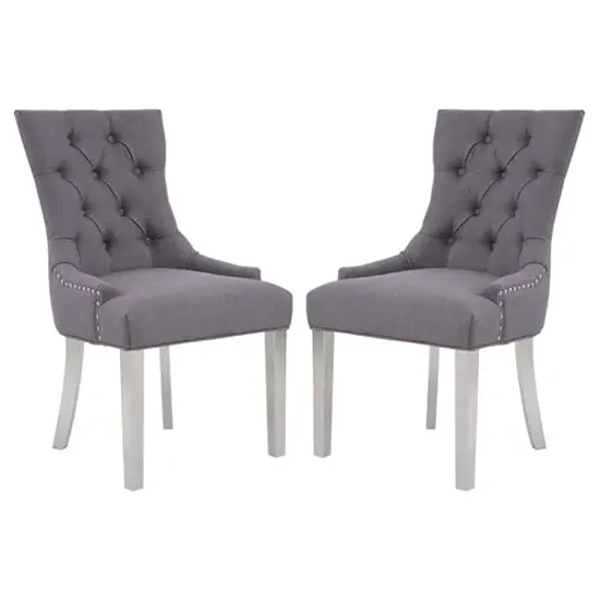 Mintaka Dining Chairs with Sledge Legs - Grey, Velvet