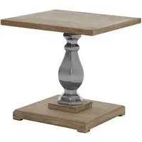 Mintaka Square Side Table with Silver Legs - Natural, Pine