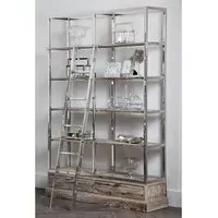 Mintaka Wooden Display Unit with Ladder - Natural, Silver