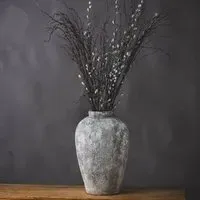Minx Tall Ceramic Decorative Vase - Aged Stone