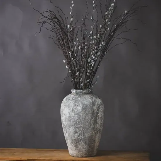 Minx Tall Ceramic Decorative Vase - Aged Stone