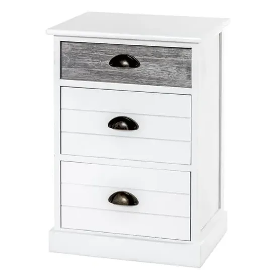Mirada 3-Drawer Chest - White, Solid Wood