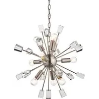 Miro 9 Light Crystal Pendant Light - Satin Nickel, Crystal