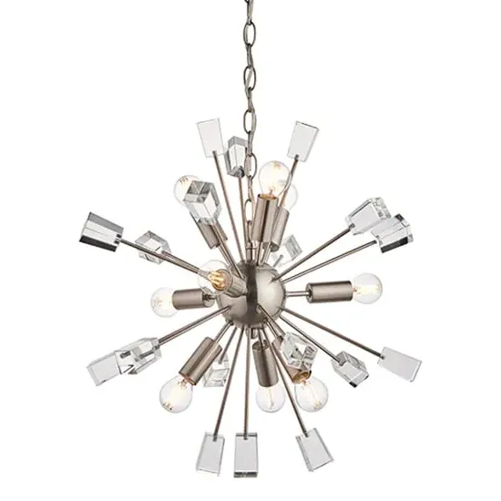 Miro 9 Light Crystal Pendant Light - Satin Nickel, Crystal