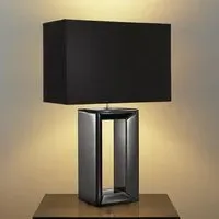 Mirror Table Lamp with Mirrored Base - Black