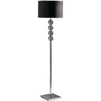 Miscona Floor Lamp with Chrome Base - Black, Suede Fabric