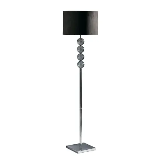 Miscona Floor Lamp with Chrome Base - Black, Suede Fabric image