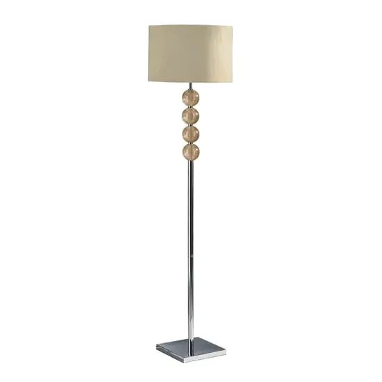 Miscona Floor Lamp with Chrome Base - Cream, Suede Fabric