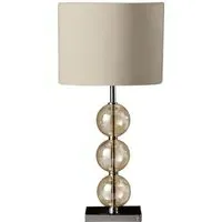 Miscona Table Lamp with Chrome Base - Cream, Fabric