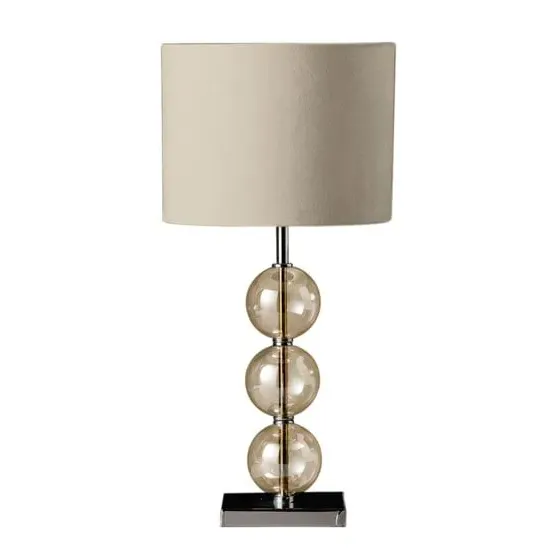 Miscona Table Lamp with Chrome Base - Cream, Fabric image