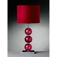 Miscona Table Lamp with Chrome Base - Red, Fabric