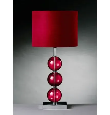 Miscona Table Lamp with Chrome Base - Red, Fabric