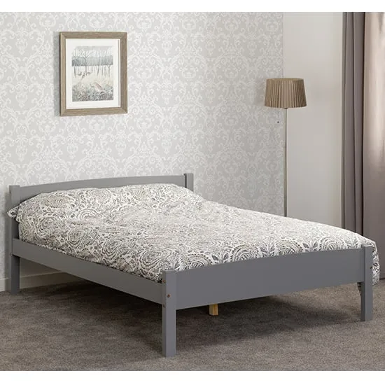Misosa Double Bed Frame - Grey, Pine Wood image