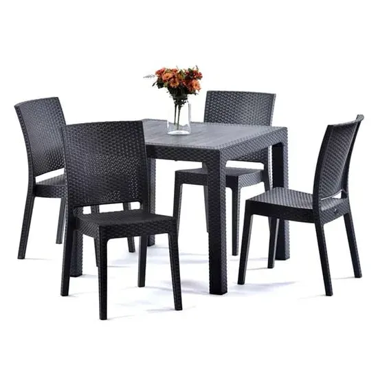 Misty Square Dining Table with 4 Side Chairs - Anthracite, Polypropylene product