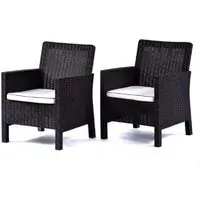 Misty Tub Arm Chairs Pair - Brown, Rattan