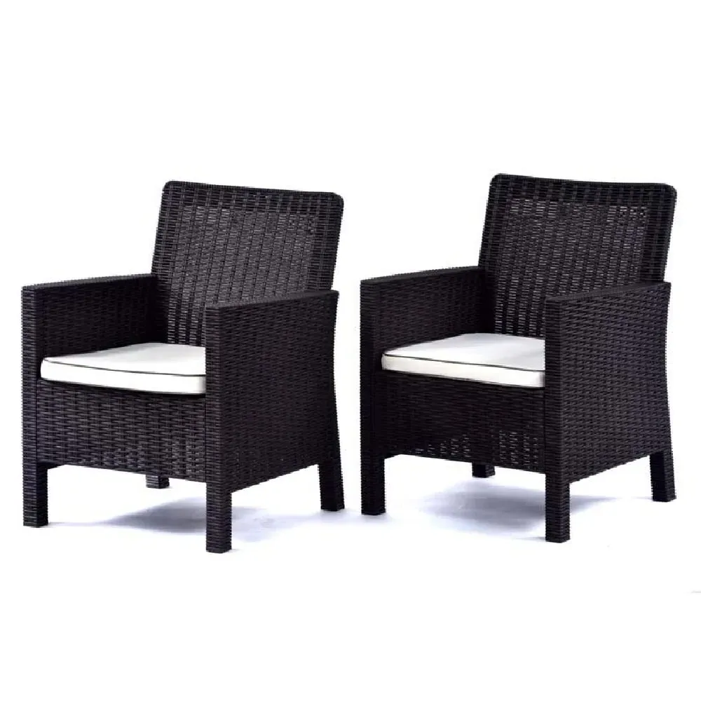 Misty Tub Arm Chairs Pair - Brown, Rattan