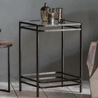 Mitchell Side Table - Clear Glass, Bronze