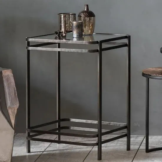 Mitchell Side Table - Clear Glass, Bronze