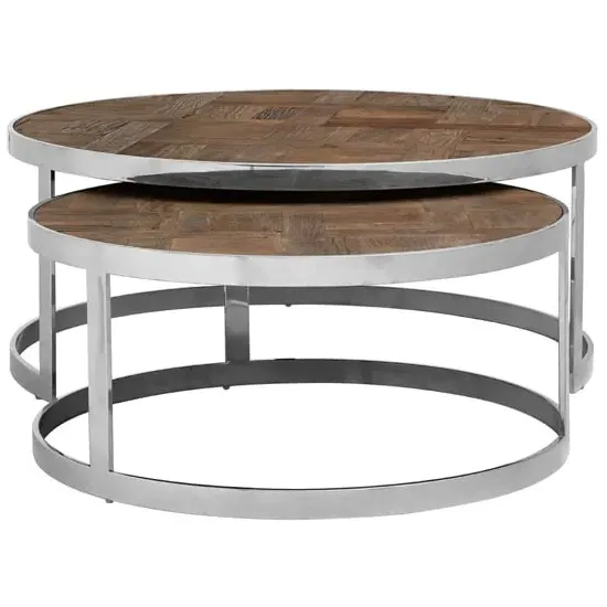 Mitrex Nest of 2 Tables - Natural, Elm Wood