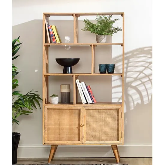 Mixco Bookshelf with Storage - Natural, Mango Wood