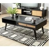 Mixco Coffee Table with Drawer - Black, Mango Wood