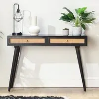 Mixco Console Table with 2 Drawers - Black, Mango Wood