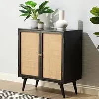 Mixco Drinks Cabinet with 2 Doors - Black, Mango Wood