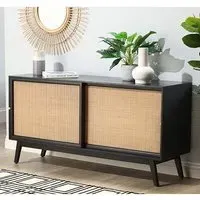 Mixco Sliding Door Sideboard - Black, Mango Wood