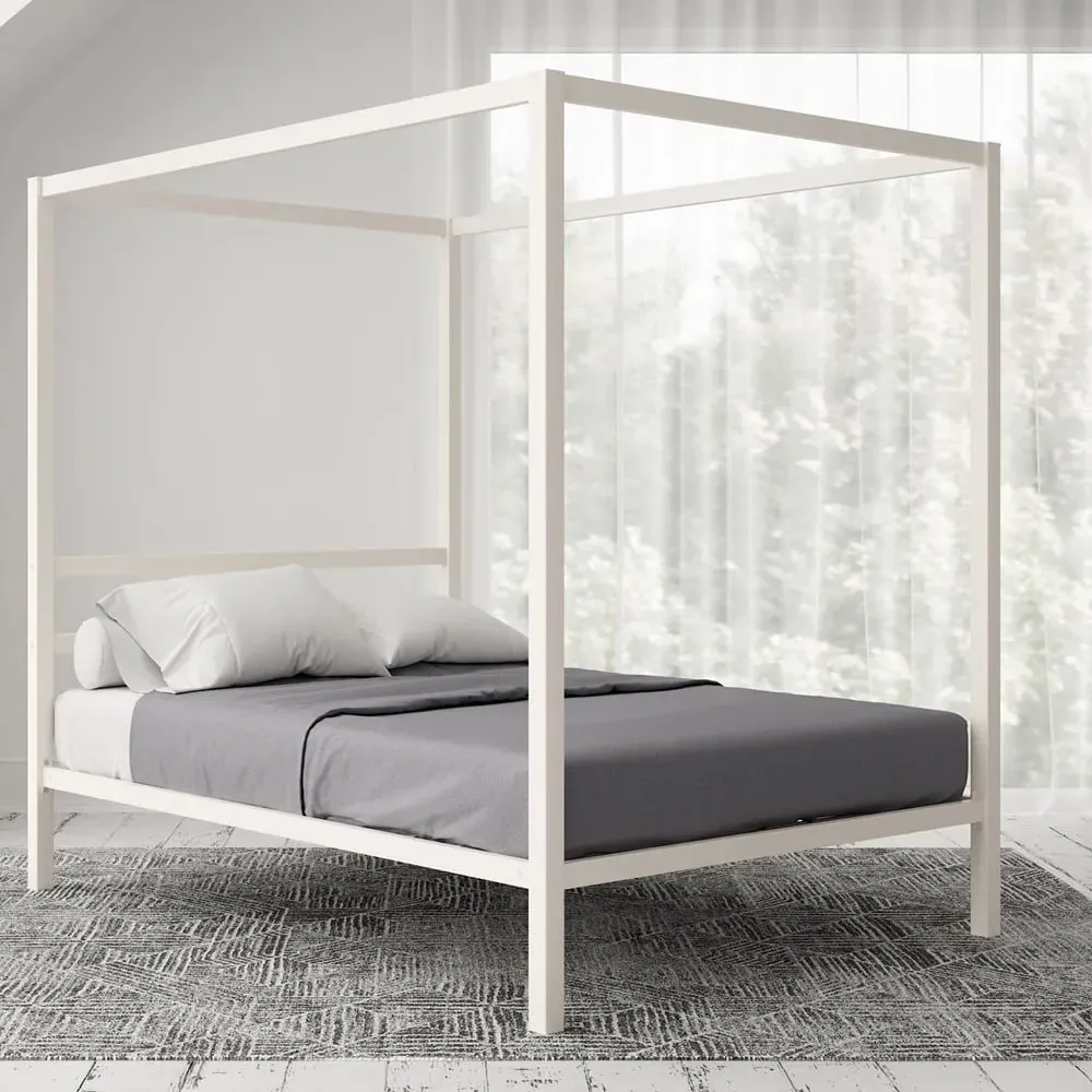 Modena Double Bed Frame - White, Metal