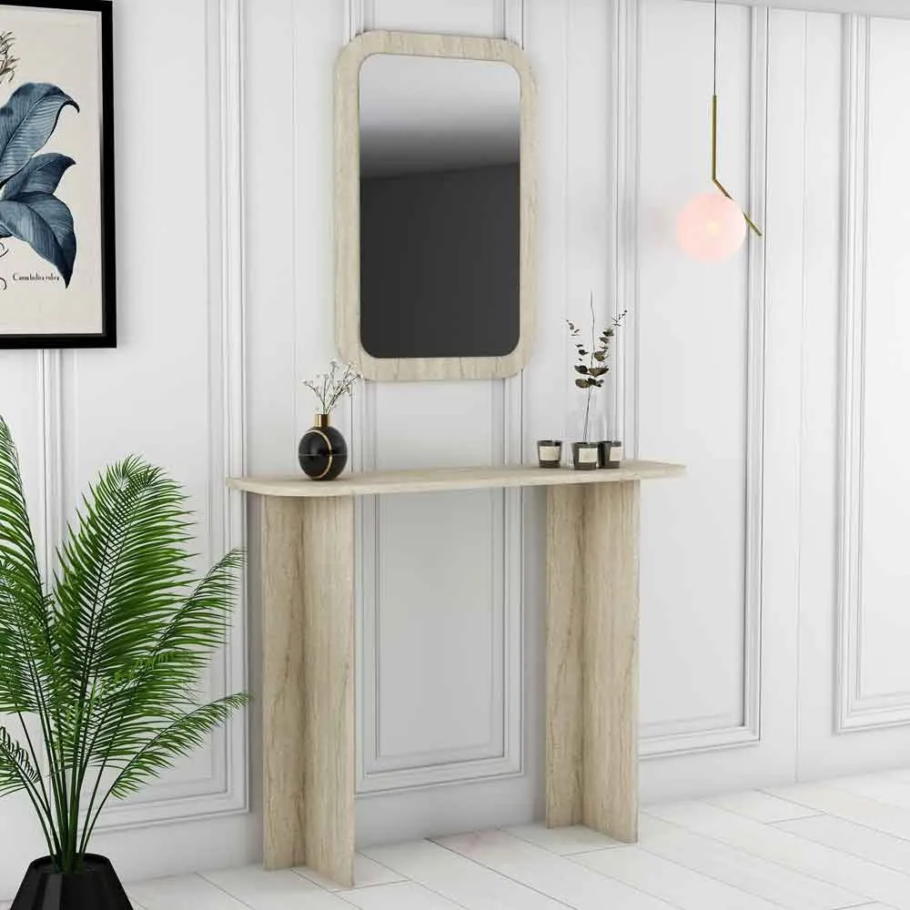 Modena Dressing Table with Mirror - Travertine Marble Effect product