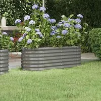 Modenza Oval Garden Planter - Grey, Galvanised Steel alternate view