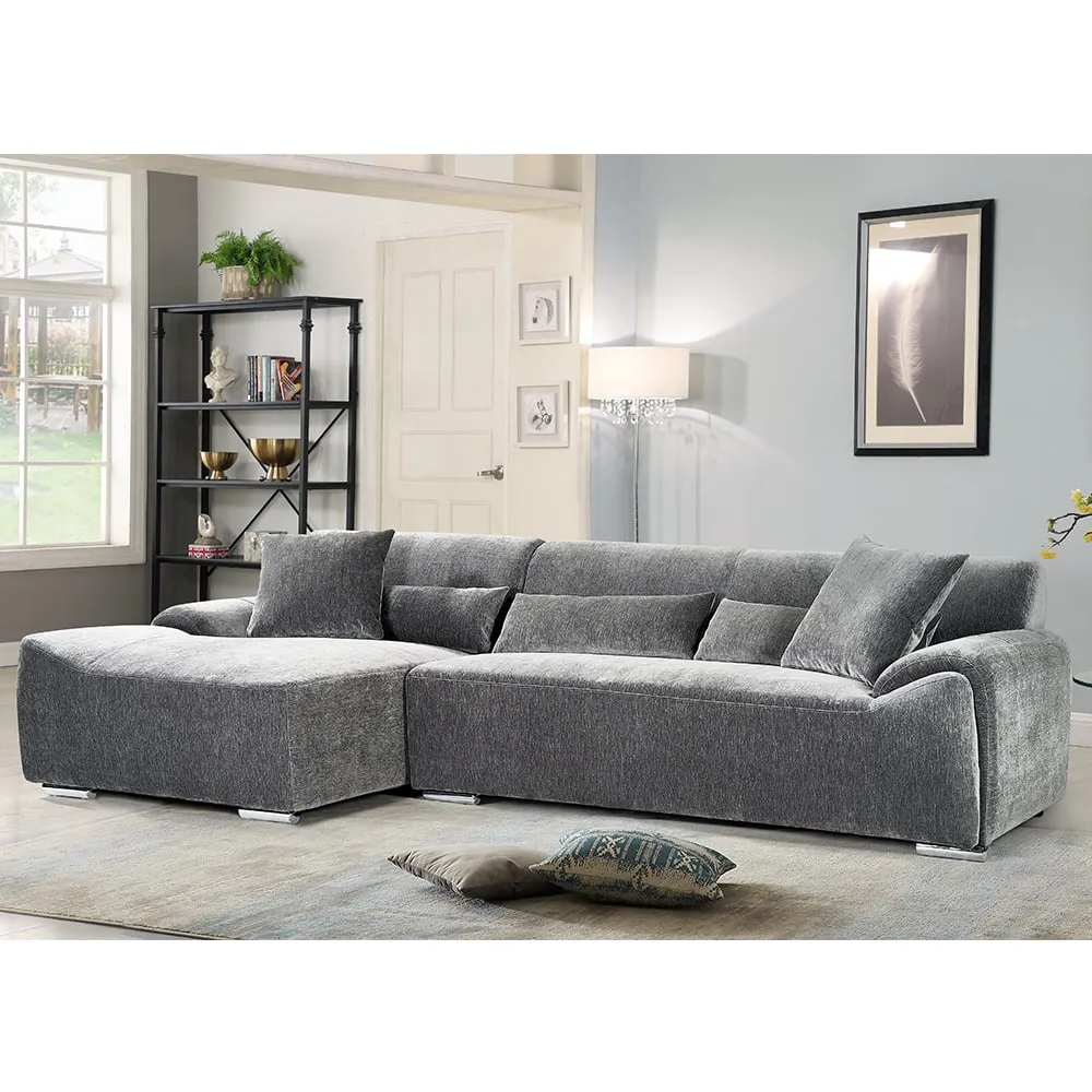 Modesto Left Hand Corner Sofa - Charcoal, Fabric