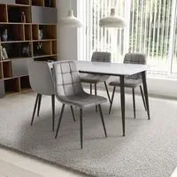 Modico Large Dining Table with 4 Massa Chairs - White, Ceramic