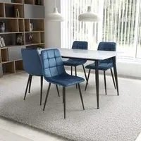 Modico Large Dining Table with 4 Massa Chairs - White, Ceramic