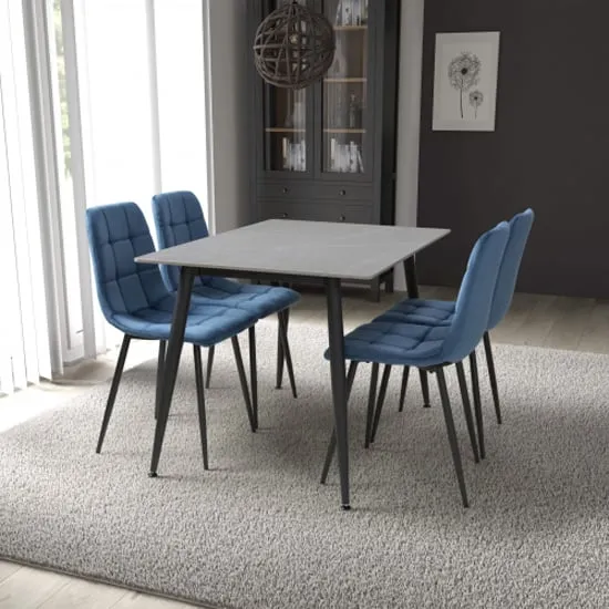 Modico Small Dining Set with 4 Massa Chairs - Grey, Blue