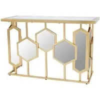 Moldovan Console Table with Hexagonal Mirrors - Gold