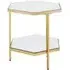 Moldovan Hexagonal Side Table with Gold Frame - Gold, Glass